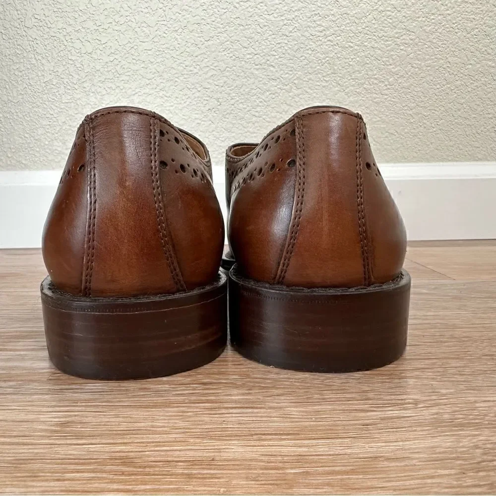 Calzoleria Toscana Brown Genuine Leather Brogue Wingtip Oxford Shoes